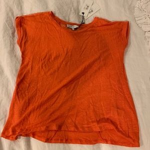 Sandro orange short-sleeve top with open lace back
